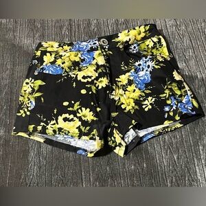 Parisian Works Black Floral High Waist Shorts